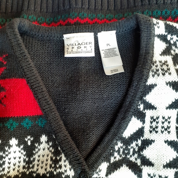 Sweater Vintage Y2K Nordic Fair Isle Snowflake Novelty Christmas Cardigan - Picture 5 of 6